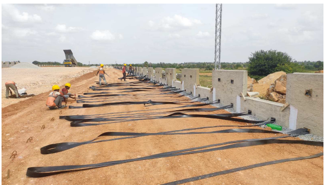 Geo-Strap Laying in Progress @ Ch.208+220 to 207+960 