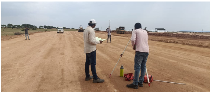 Level checking for the Sub grade Top layer at Ch.213+700