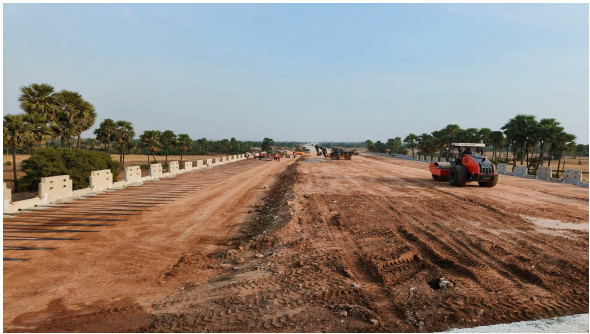RE-Wall Geo Strap laying under process at Ch: 203 