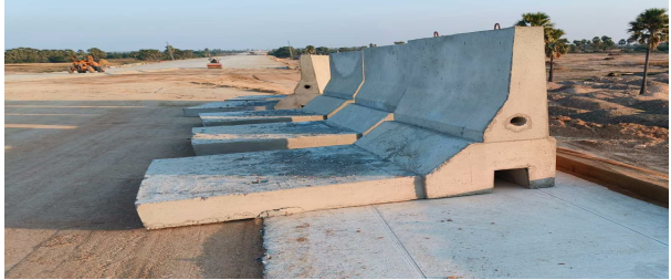  Friction Slab Crash Barrier placing at Ch: 203 