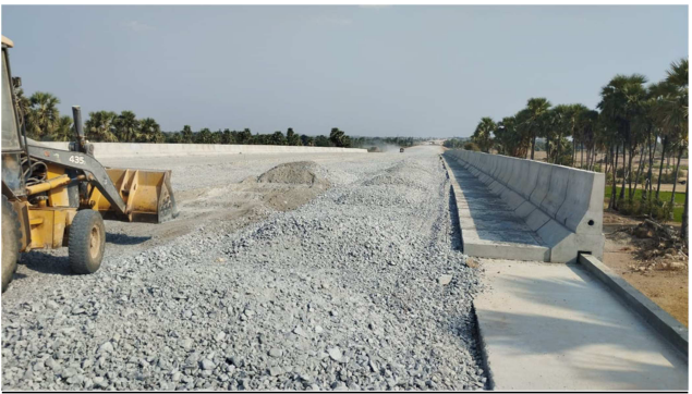 Friction Slab Crash Barrier Erection at Ch. 203+900