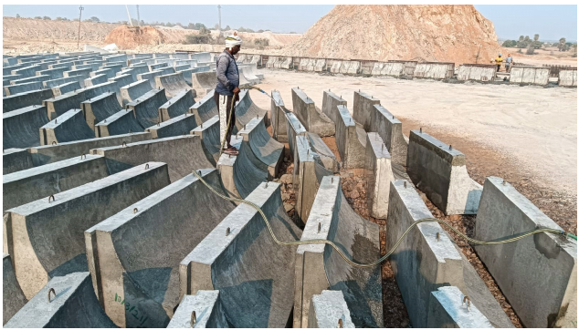  Casting and Curing of Precast Boundary wall at Ch. 206+300