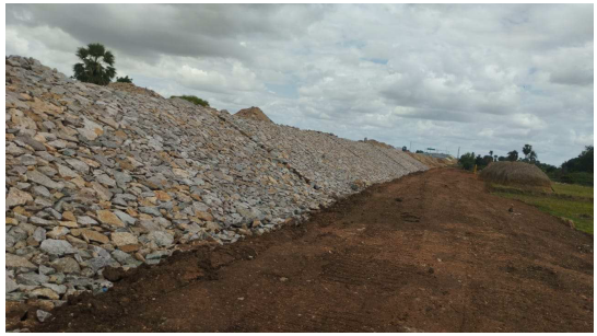  Stone Pitching Work in Progress at Ch. 203+000 