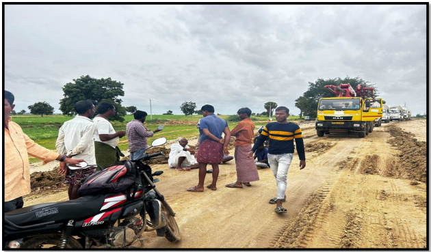 Farmers stopped the work due to arbitration issues from Km. 219+300 to Km. 223+600