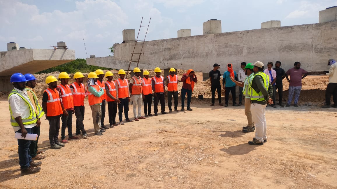 Safety Induction to labours prior to commencement of RCC Girder Erection at Ch 225+794 Minor Bridge