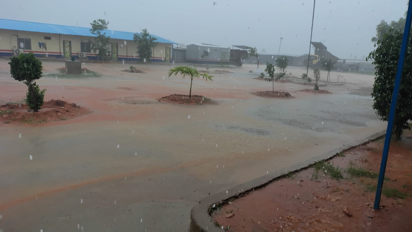 Heavy rainfall obstructing construction activities